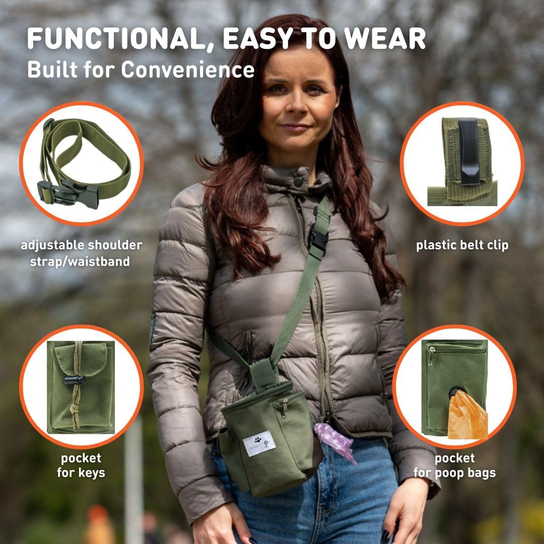 INSPECTOR TAIL Dog Treat Pouch for Training, Drawstring Bag, Hands Free