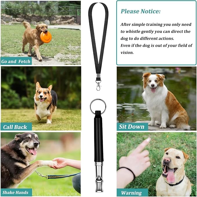Dog Whistle, 2 PACK Ultrasonic Dog Whistle to Stop Barking Neighbors Dog, Adjustable Ultrasonic Silent Dog Whistle, Professional Recall Dog Training Whistles to Stop Barking Control Devices, Lanyard