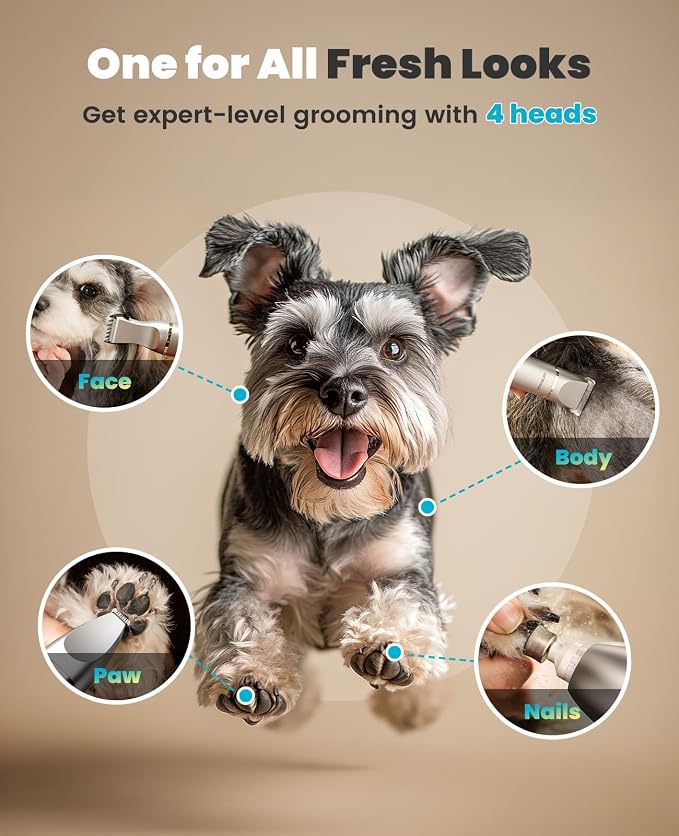 oneisall 4 in 1 Dog Grooming Kit with LCD Display