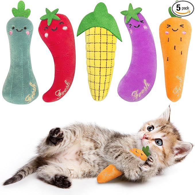 ETEKYER Catnip Cat Toys for Indoor Cats, Vegetable Shape 5 Pack