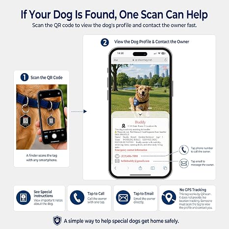 QR Dog Tag for Search and Rescue Dog, Pet ID Tag