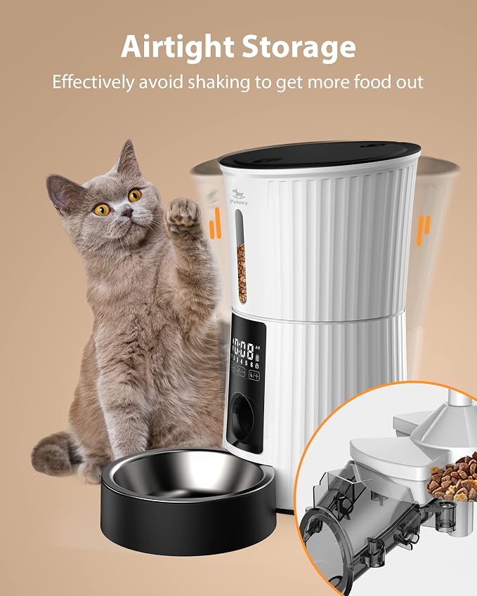 Petory Timed Automatic Cat Feeder - 4L Dry Food Dispenser for Cats and Dogs
