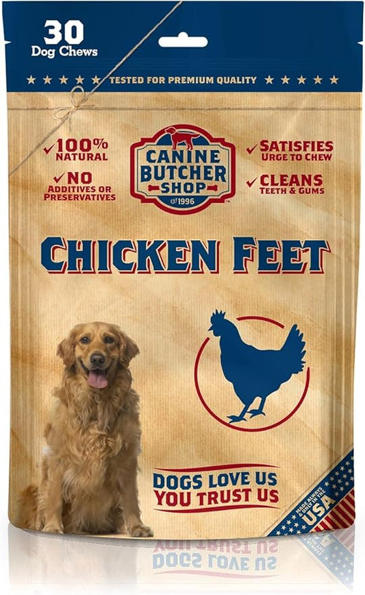 Chicken Feet for Dogs, All-Natural Dog Treats, 30 Ct
