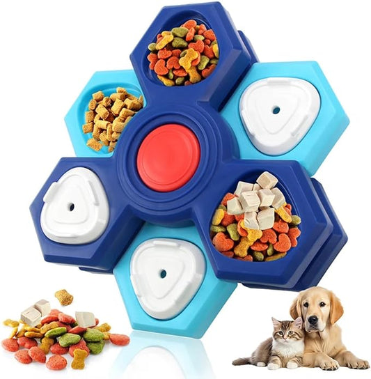 BIGTHREE Dog Slow Feeder Spinning Puzzle, Interactive Pet Food Puzzle Toy, Spinner Design Layers Toy, pet Supplies, pet Accessories, Dog Bowls (2-Layer)