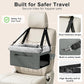 JOEJOY Deluxe Dog Booster Seat with Sturdy Metal Frame and Safety Leash for Small Pets up to 20 lbs - Portable Puppy Dog Car Seat with Thick Cushion and Storage Pockets for Small Dogs, Grey