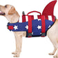 Malier Dog Life Jacket, Ripstop American Flag Dog Life Vest for Swimming Boating, Shark Puppy Lifesaver with High Buoyancy Swimsuit for Small Medium and Large Dogs (X-Small)