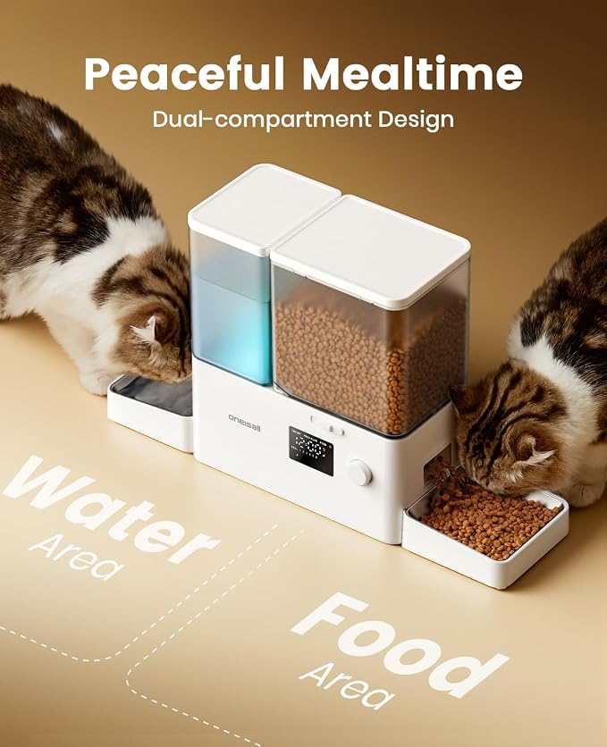 oneisall Automatic Cat Feeder and Water Dispenser, 36Cups/8.5L