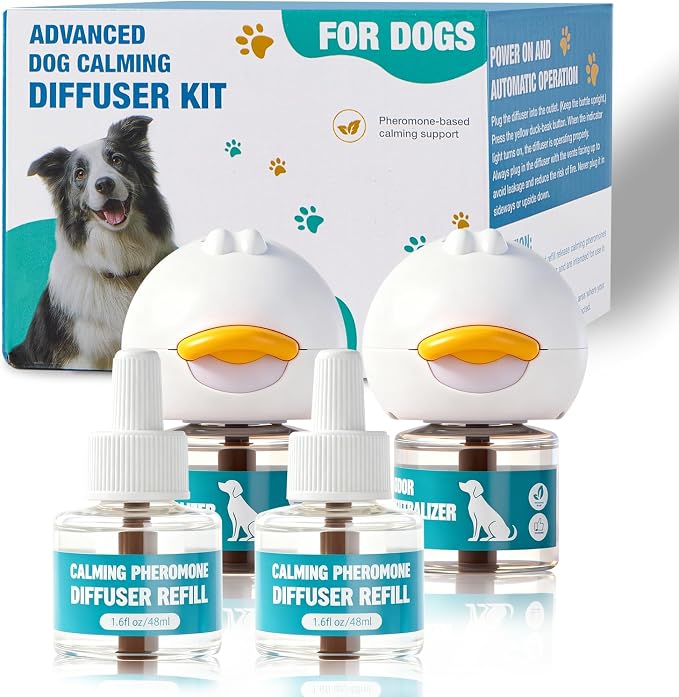 Dog Calming Diffuser, Calming Pheromones Diffuser Kit Pheromone Diffuser to Calm (2Plug in+4Refill) for Anxiety Relief Fighting Barking Stress,for All Dogs