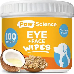 Dog Eye Wipes (100 Count) Hypoallergenic Eye & Face Wipes for Dogs & Cats - Pet Tear Stain Remover & Cleaner - Cleans & Removes Discharge, Crust, & Gunk (Coconut)