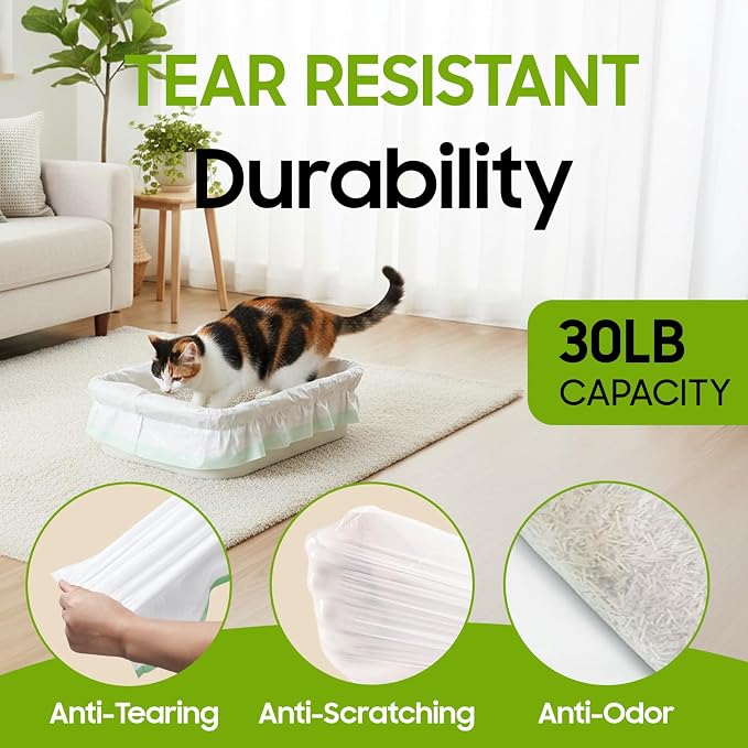 30 Pack Large Cat Litter Box Liners 37"x16", Heavy‑Duty Litter Bags
