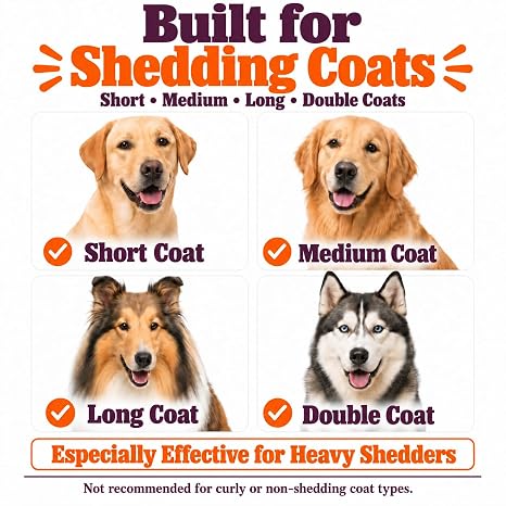 SleekEZ Dog Brush for Shedding | Patented Deshedding Dog Brush | Pet Hair Remover for Short, Medium & Long Coats | Made in USA | 5 Inch