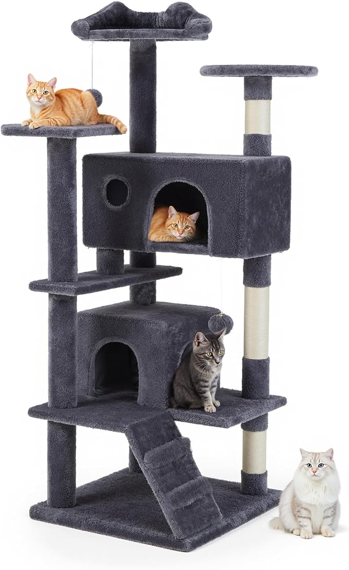 54 Inch Cat Tree Tower with Sisal Scratching Posts