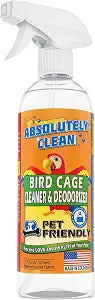 Absolutely Clean Amazing Bird Cage Cleaner and Deodorizer - Just Spray/Wipe - Safely & Easily Removes Bird Messes Quickly and Easily - Made in The US - Fragrance Free (16oz Pack of 1)