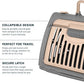 SportPet LARGE Hard-Sided Travel Cat Carrier - Cat Carrier with Patented Wide Side-Opening Door, Foldable Portable Pet Carrier with Removable Bed for Cats & Small Pets up to 25lbs - Gray/Tan