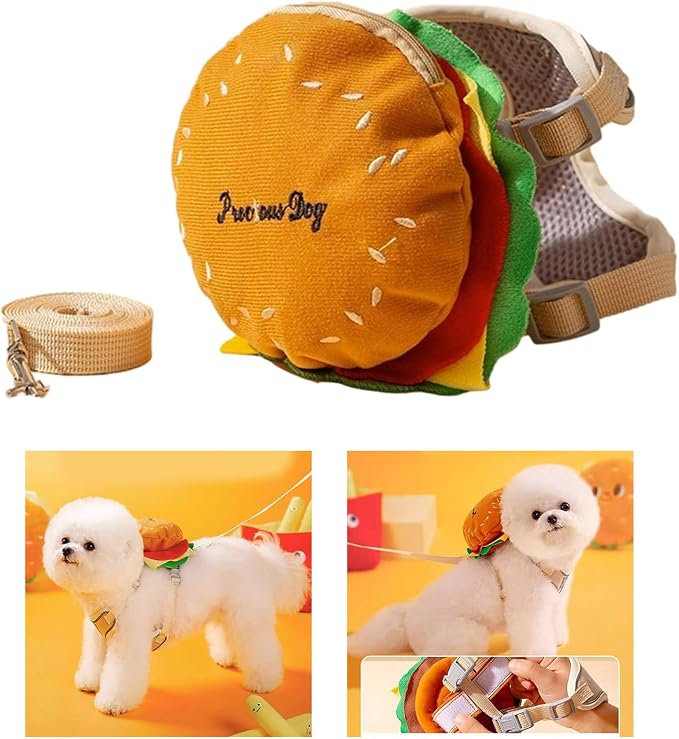 Adjustable Pet Puppies Self-Carrier Hamburger Bag for Dog Outdoor Training Hiking with Leash Bags Pet Backpack for Small Dogs