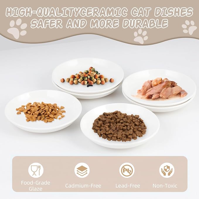 6 Pack Cat Food Bowl, Ceramic Cat Bowls, Anti Whisker Fatigue Cats Bowl Set