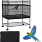 Daoeny Large Bird Cage Cover, Bird Cage Seed Catcher, Adjustable Soft Airy Nylon Mesh Net, Birdcage Cover Skirt Seed Guard for Parrot Parakeet Macaw African Round Square Cages (Black)