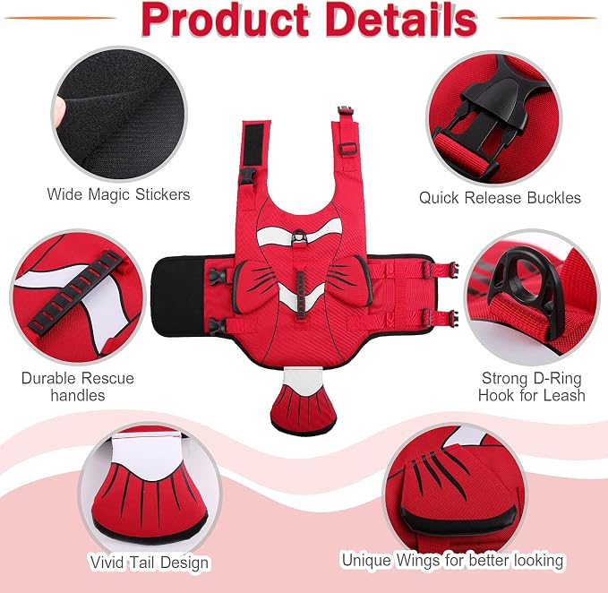 DENTRUN Dog Life Jacket for Swimming Boating, High Visibility Safety Vest