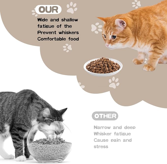 6 Pack Cat Food Bowl, Ceramic Cat Bowls, Anti Whisker Fatigue Cats Bowl Set