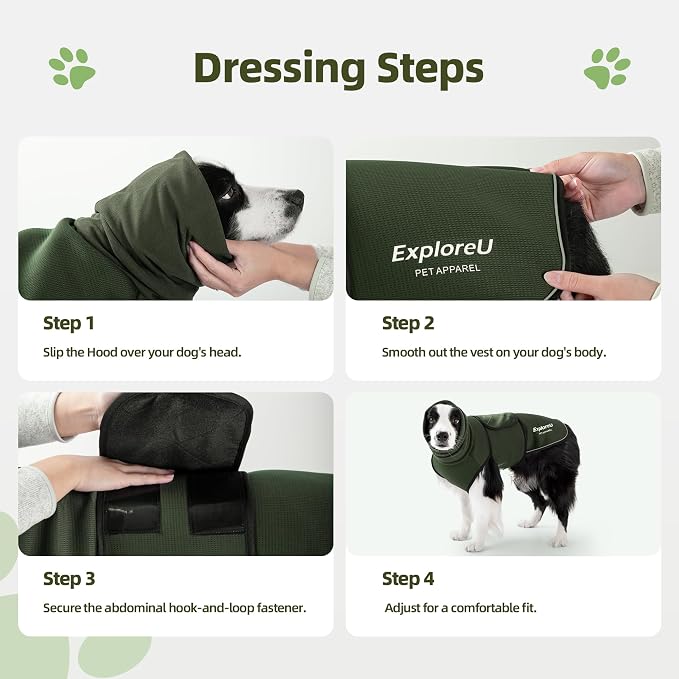 Dog Anxiety Vest–Dog Calming Shirt for Noise,Separation,Green,S(11-18lbs)