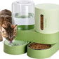 Automatic Cat Feeder Stainless Steel Water Dispenser Gravity Food Feeder and Waterer Set with Pet Food Bowl for Small Medium Kitten Puppy Pets Large Capacity(Green)