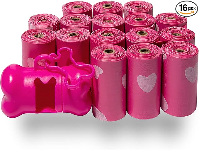 Best Pet Supplies Poop Bags for Dogs - Pink Heart, 240 Count
