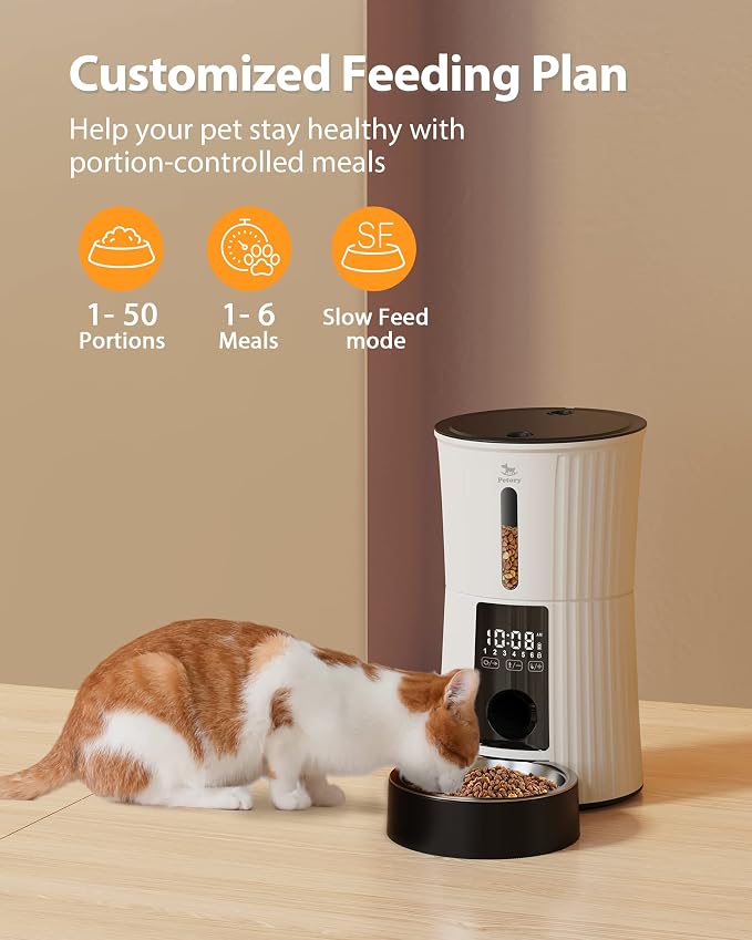Petory Timed Automatic Cat Feeder - 4L Dry Food Dispenser for Cats and Dogs