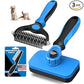 Professional 3PCS Self Cleaning Slicker Brush & Pet Grooming Rake & Flea Comb for Dogs,Cats and Horses | Double-Sided Dematting Comb & Skin Friendly Deshedding Grooming Tool | Pet Supplies (Blue)