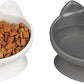 Kitty City Elevated Cat Bowls (Set of 2), Whisker-Friendly Raised Cat Food & Water Dishes, Modern Pedestal Design, Dishwasher Safe, 6.5 oz Each – White & Gray