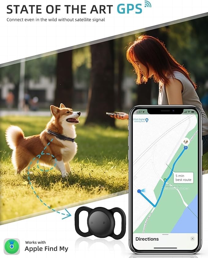 iOS Smart GPS Dog Collar, Mini Pet Activity Tracker No Monthly fee 1 Pack