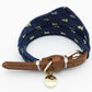 Small Dog Costume Collar - Plaid Bowtie Kitten Bandana Collar for Halloween - Teacup Yorkie Chihuahua Clothes Outfits Accessories, Adjustable (Navy Note Scarf, 8.7 to 11-Inch)