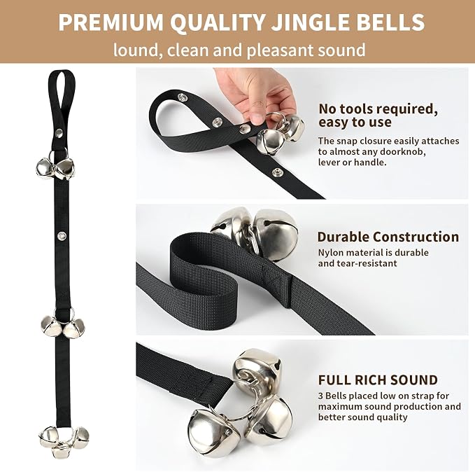 Luckyiren Upgraded Puppy Bells Dog Doorbells for Door Knob/Potty Training/Go Outside-Dog Bells for Puppies Dogs Doggy Doggie Pooch Pet Cat for Dog Lovers-Premium Quality-3 Snaps for Length Adjustment