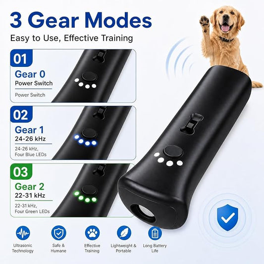 2026 Upgraded Anti Barking Device for Dogs, Ultrasonic Dog Bark Deterrent, Dog Bark Deterrent Devices, Best Anti-Barking Device, 3 Modes Safe Humane Indoor Outdoor Portable Training Tool