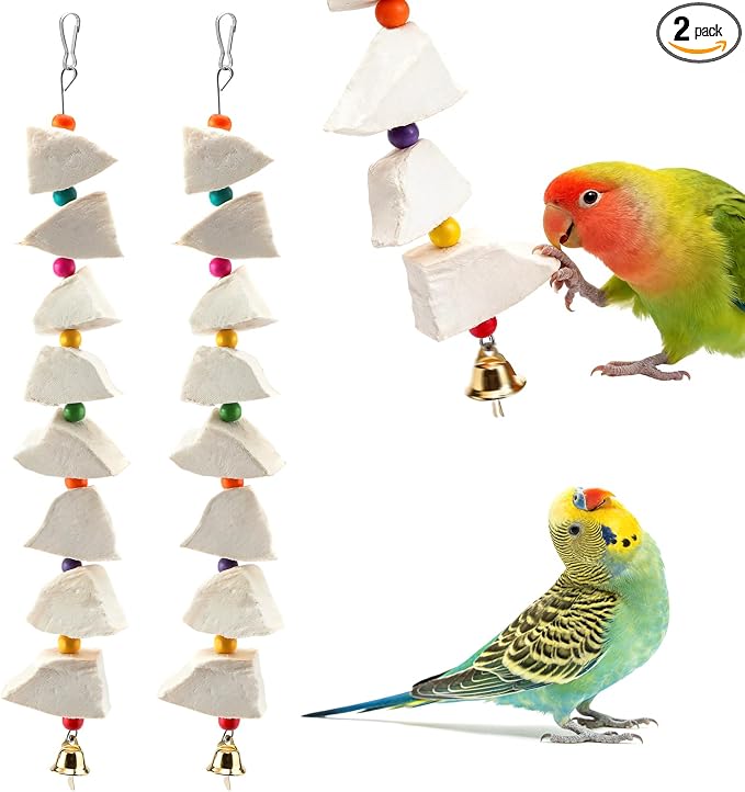 2 Pack Natural Cuttlebone Bird Chew Toys for Cages