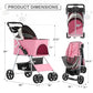 MoNiBloom Foldable Pet Stroller for Small & Medium Dogs, Pink