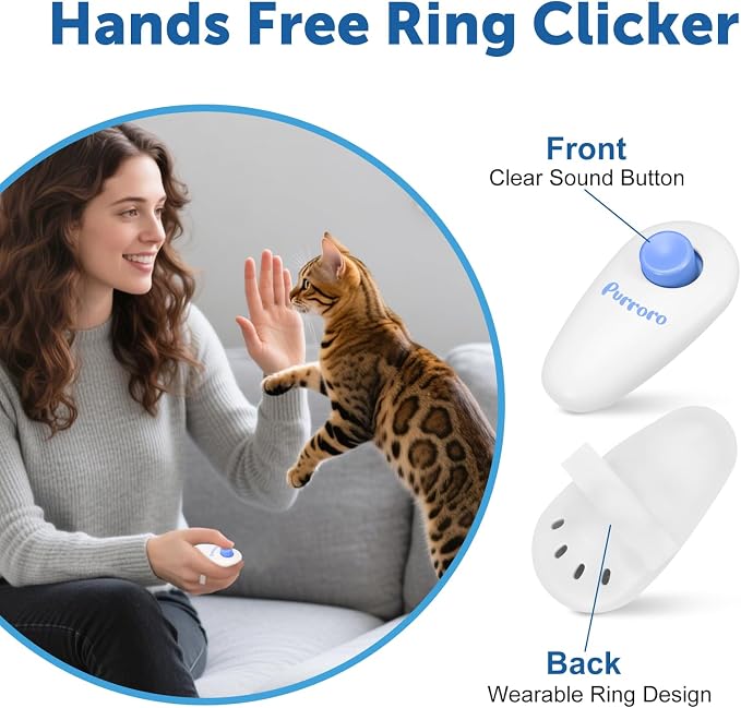 Cat Training Clicker Kit – Includes Finger Clicker and Target Stick – Perfect for Positive Reinforcement, Behavior & Obedience Training Indoors & Outdoors – Suitable for Dogs, Birds & Small Pets