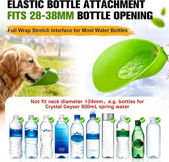 2pcs Portable Dog Water Bottle Attachment, Slip-on Pet Water Bowl for Walks