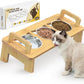 Bamboo Elevated Cat Bowls, 3 Stainless Steel Raised Cat Bowl with Stand, 15°Tilted Cat Feeding Station, Cat Food and Water Bowl Set for Small Cats, Anti Vomitting, Whisker Fatigue (Natural)