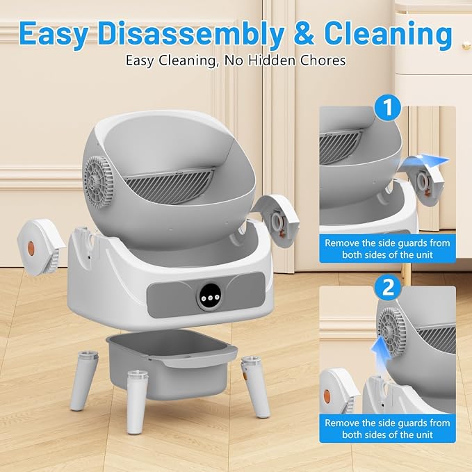 DuckSky Automatic Litter Box, Open-Top Self Cleaning Cat Litter Box for Multiple Cats, Large Capacity Robot, APP Control, Safety Protection,1 Odor Eliminator, 2 Rolls Litter Liner Bags,