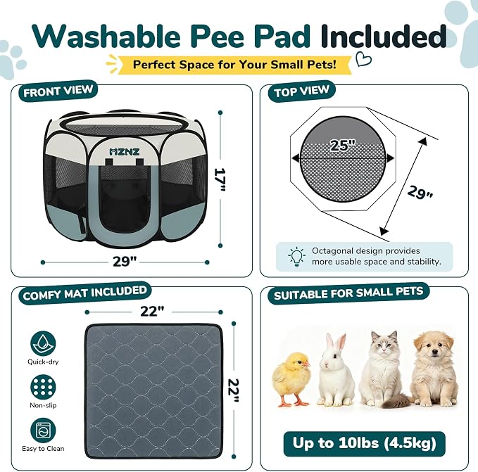 Dog Cat Small Animal Puppy Playpen Crate with Pee Pad, Small