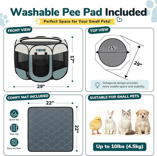 Dog Cat Small Animal Puppy Playpen Crate with Pee Pad, Small