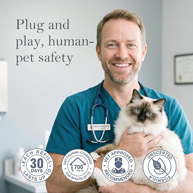 Cat Calming Pheromone Diffuser Feline Pheromones Multicat Diffuser Refills Plug in for Anxiety, Stress, Alone At Home,Spraying, Fighting, Scratching Cat Calm Relaxing 6 in 1 (2 Diffusers & 4 Refills)