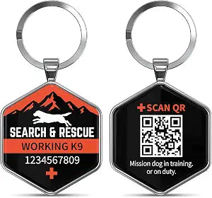 QR Dog Tag for Search and Rescue Dog, Pet ID Tag