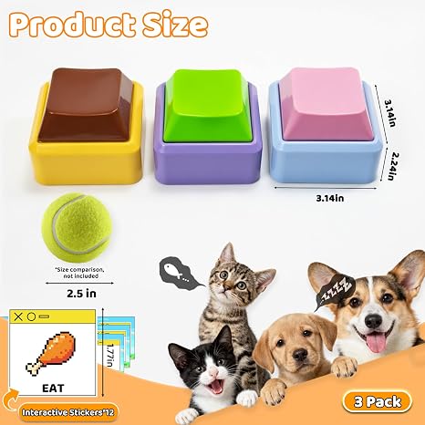 3 Pack Voice Recording Button, Dog Buttons for Communication