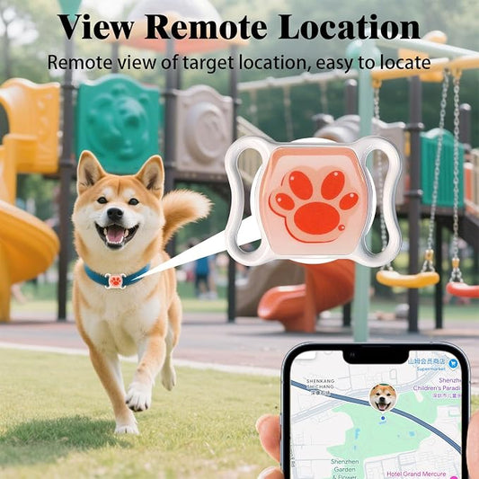 GPS Tracker for Dogs, Smart Collar with Real-Time Locator with Holder Pet Location Tracker, No Monthly Fee/No SIM Card, for Android and iOS, Ultra-Slim, IP68 Waterproof, Reliable