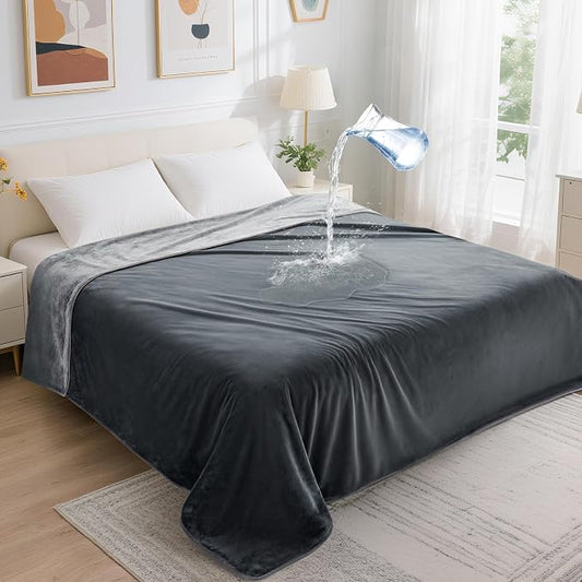 LOOBANI Waterproof Blanket for Bed, Soft Flannel Twin Bed Blanket 60" x 80"
