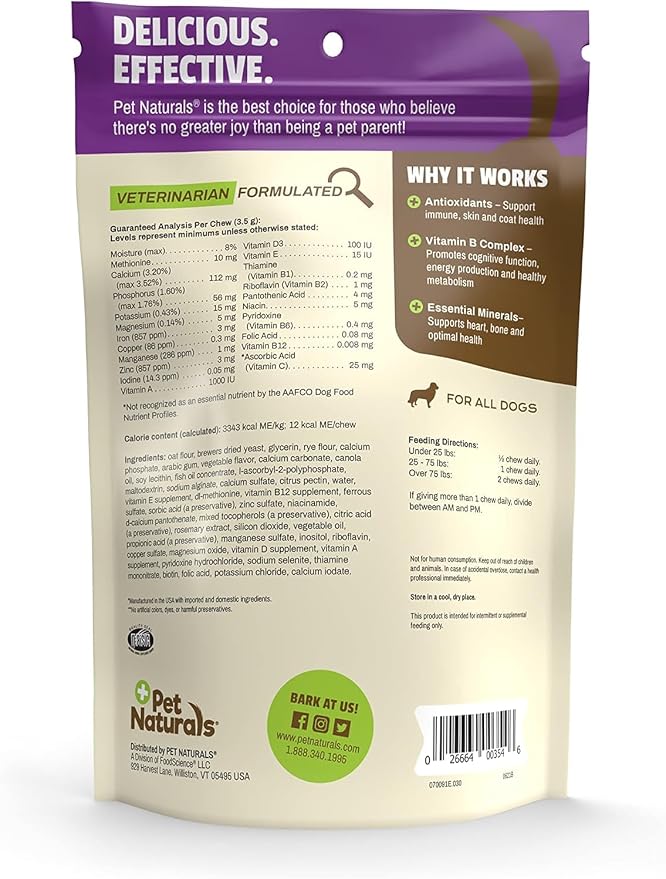 Pet Naturals of Vermont 30 Chewable Daily Multi Vitamins for Dogs