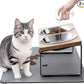 Upgraded Elevated Cat Bowls with Food Mat,15°Tilted Stand Anti Vomiting Raised Cat Dishes for Food and Water,2 Stainless Steel Bowls for Cats and Puppy