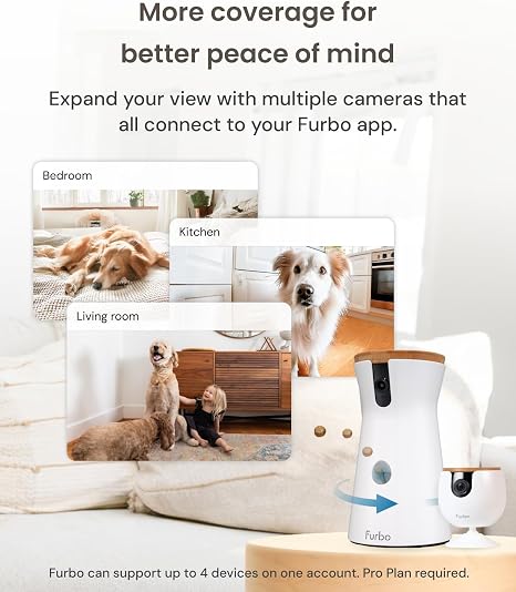 Furbo 360° Dog Camera + Mini [New Subscription Required at Setup] 2-Camera Bundle Nanny Subscription: Dog Safety & Home Security Alerts, Pet Camera with Speaker, Phone App & Night Vision