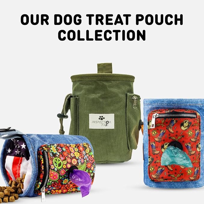 INSPECTOR TAIL Dog Treat Pouch for Training, Drawstring Bag, Hands Free